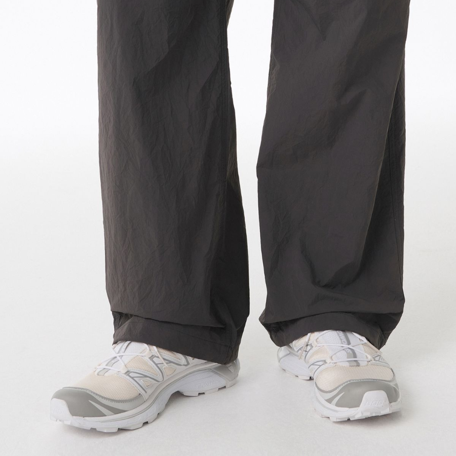 Nylon Crease One-Tuck Wide Banding Pants [Gunmetal]