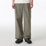 Nylon Crease One-Tuck Wide Banding Pants [Dusty Khaki]