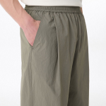 Nylon Crease One-Tuck Wide Banding Pants [Dusty Khaki]