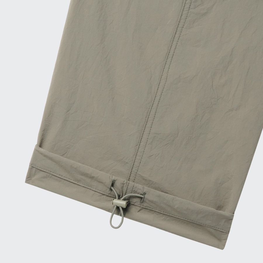 Nylon Crease One-Tuck Wide Banding Pants [Dusty Khaki]