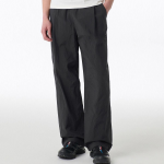 Nylon Crease One-Tuck Wide Banding Pants [Black]