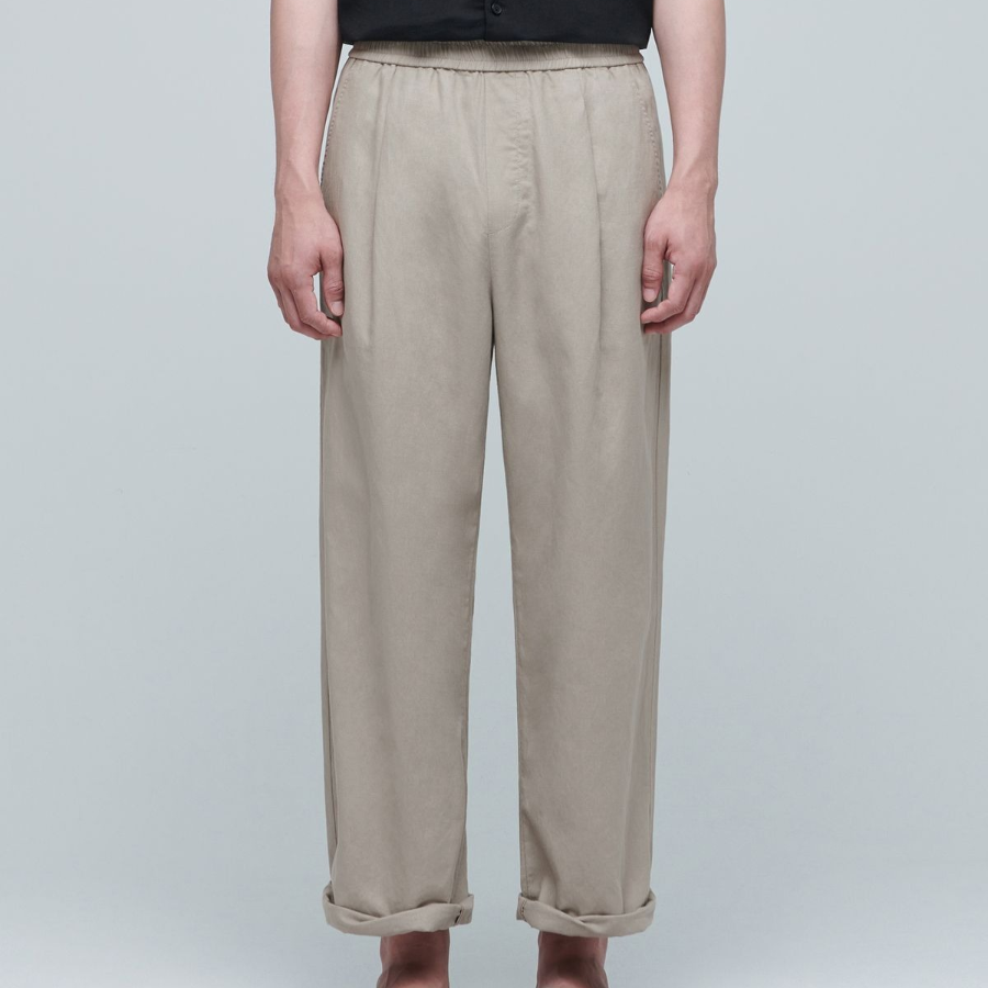 Cotton Linen One Tuck Wide Pants [Beige]