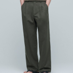 Cotton Linen Two-Tuck Wide Pants [Khaki]