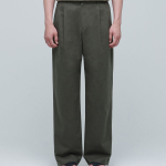 Cotton Linen Two-Tuck Wide Pants [Khaki]