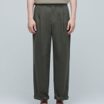Cotton Linen Two-Tuck Wide Pants [Khaki]