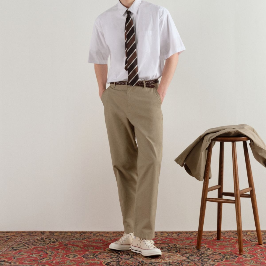 City Workers Tapered Cotton Pants [Beige]