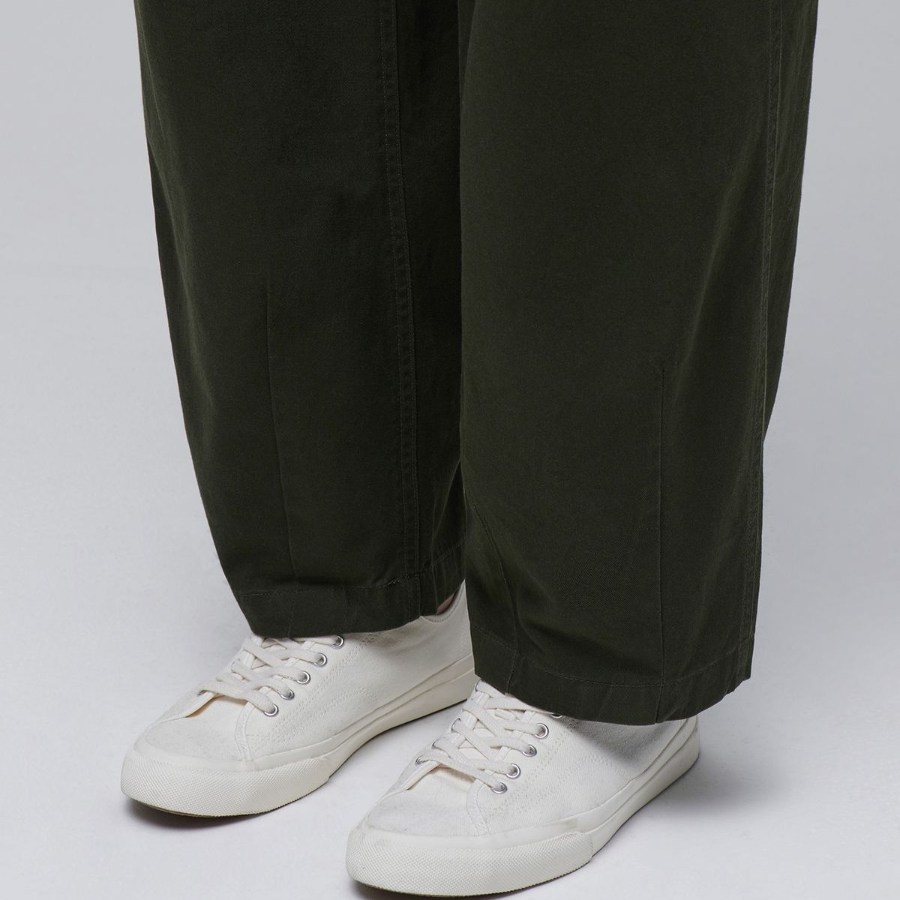 Cotton Wide Pertig Balloon Pants [Khaki]
