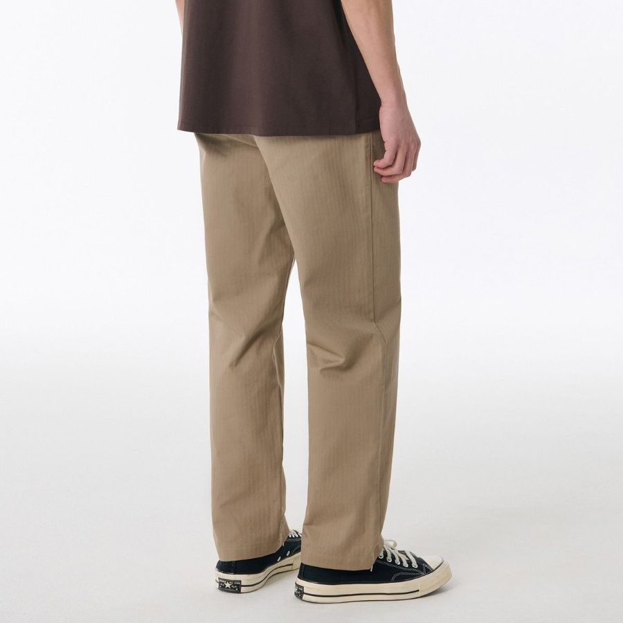 Cotton Herringbone Tapered Pants [Beige]