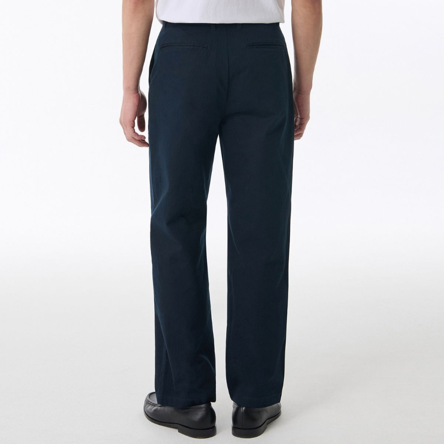 Cotton Herringbone Tapered Pants [Navy]