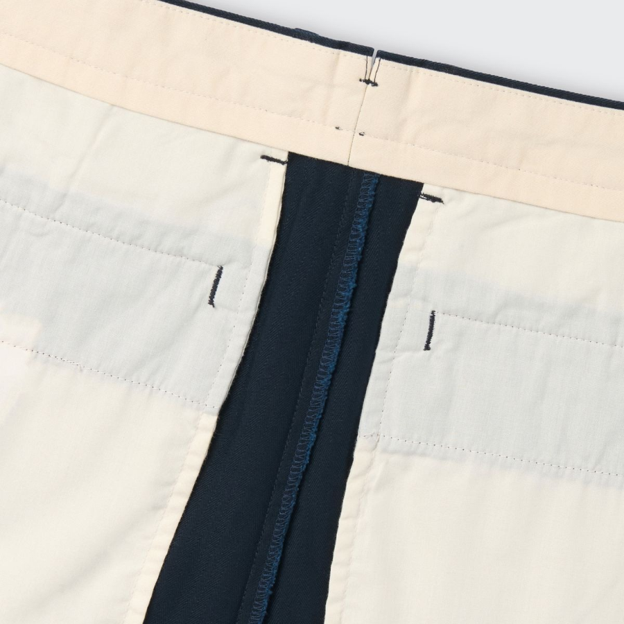 Cotton Herringbone Tapered Pants [Navy]