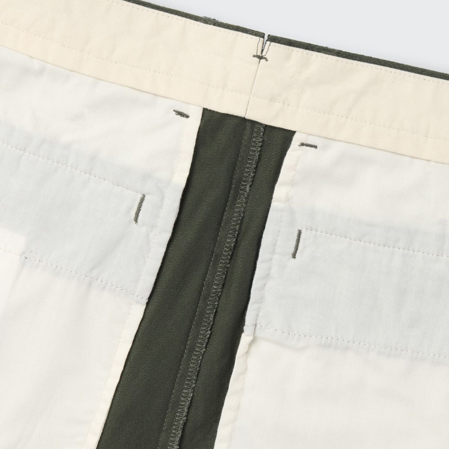 Cotton Herringbone Tapered Pants [Khaki]