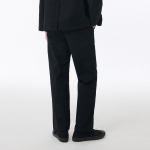 Cotton Herringbone Tapered Pants [Black]