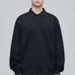 Musinsa Standard Flat Terry Relaxed Fit Collared Sweatshirt [Black]