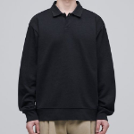 Musinsa Standard Flat Terry Relaxed Fit Collared Sweatshirt [Black]
