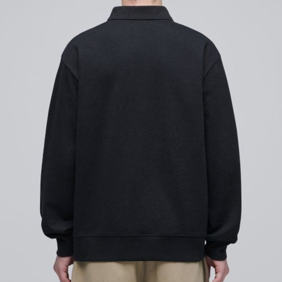 Musinsa Standard Flat Terry Relaxed Fit Collared Sweatshirt [Black]