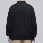 Musinsa Standard Flat Terry Relaxed Fit Collared Sweatshirt [Black]