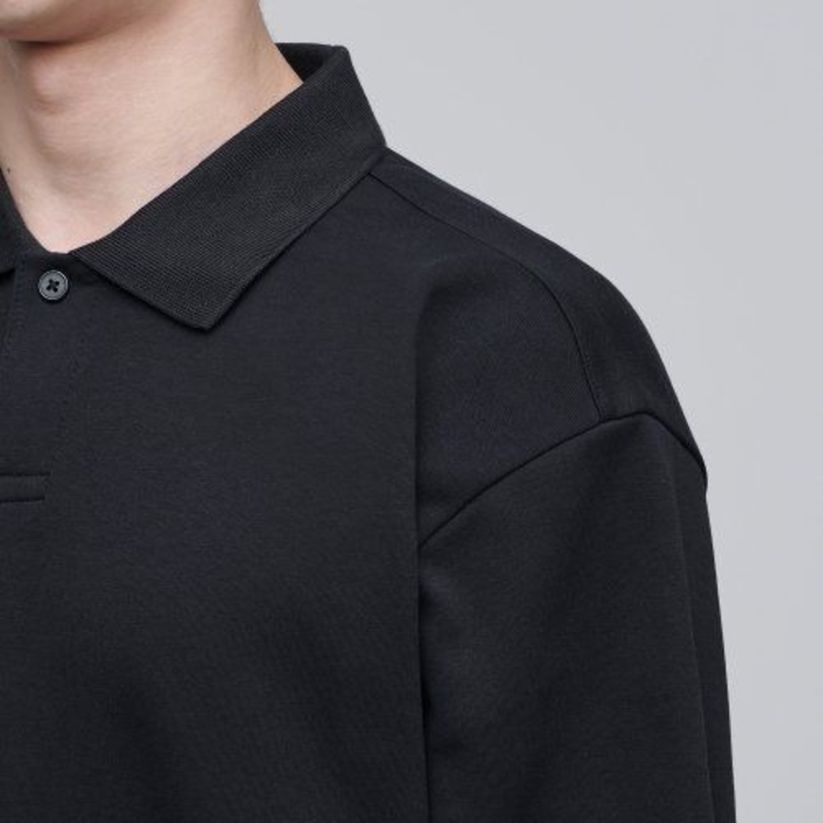 Musinsa Standard Flat Terry Relaxed Fit Collared Sweatshirt [Black]