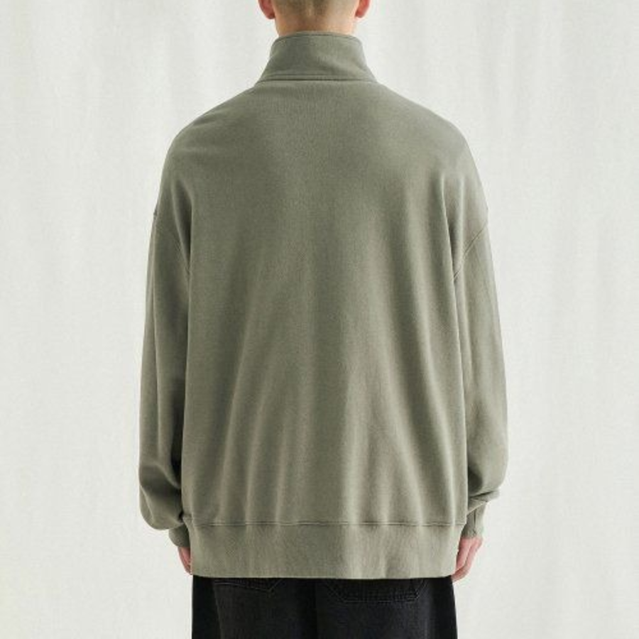 Melange Master Overfit Half-Zip Sweatshirt – Olive