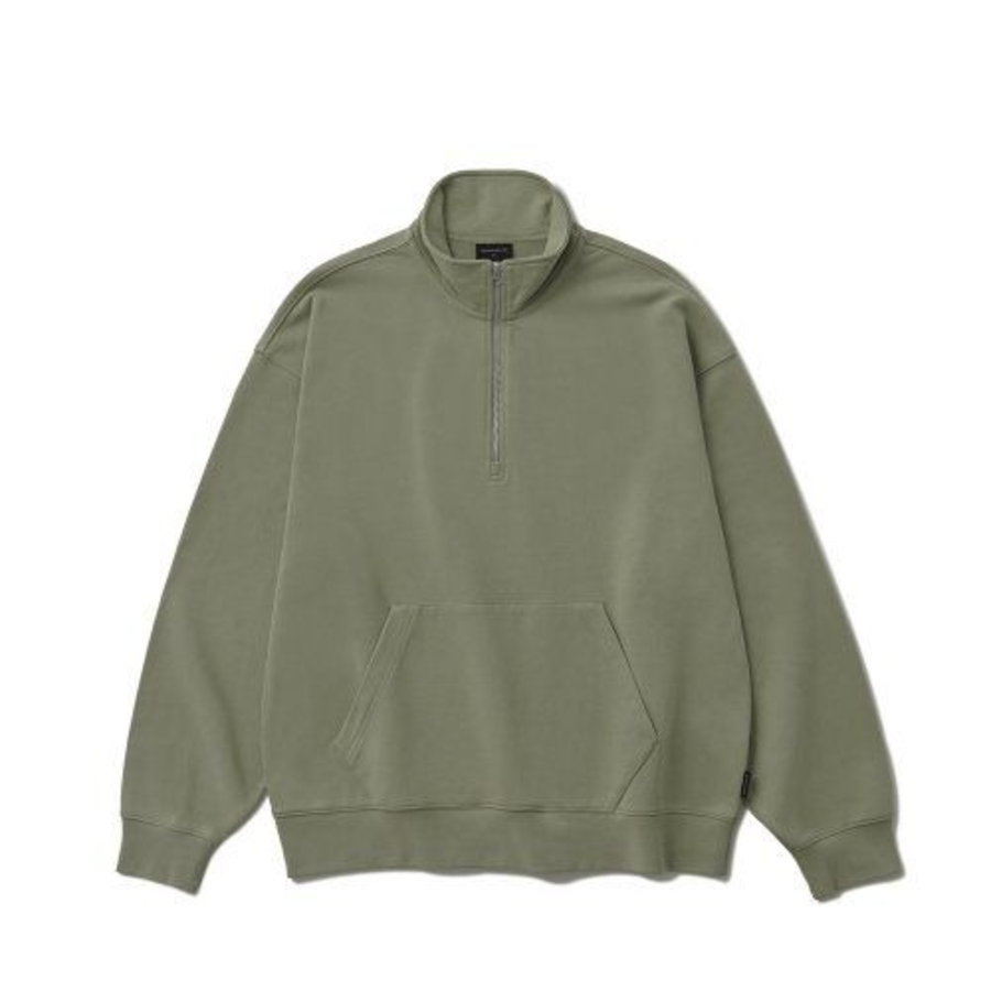 Melange Master Overfit Half-Zip Sweatshirt – Olive