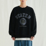 Melange Master Staten Emblem Oversized Sweatshirt – Black