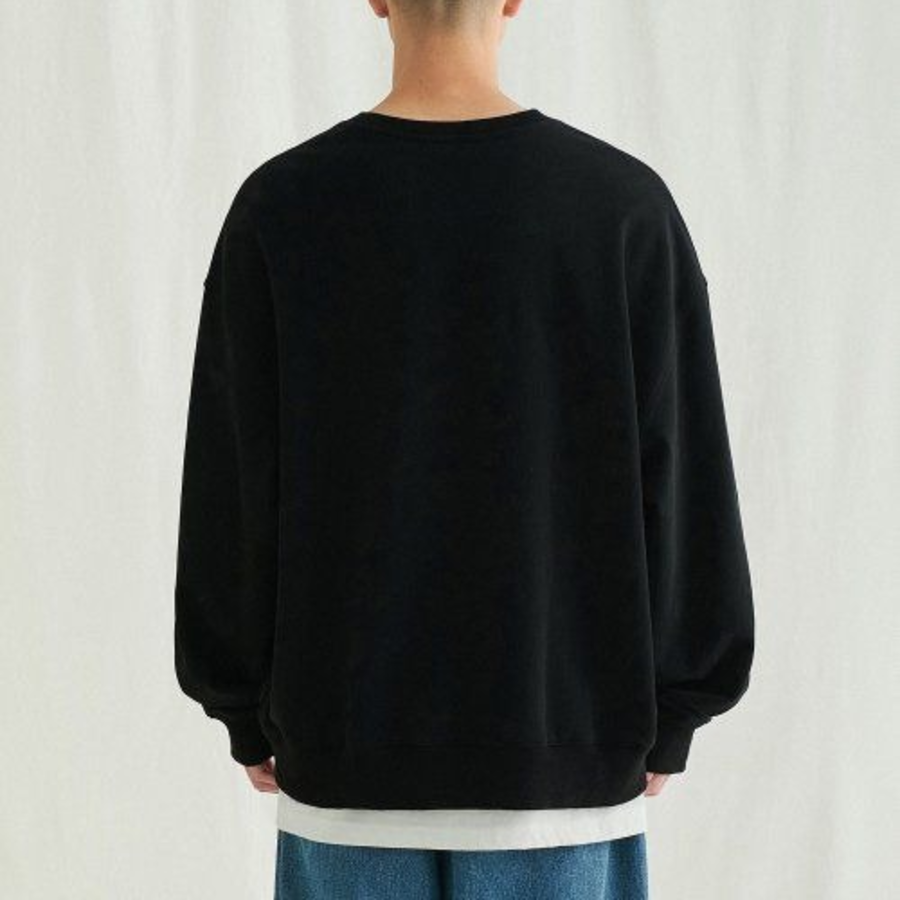 Melange Master Staten Emblem Oversized Sweatshirt – Black