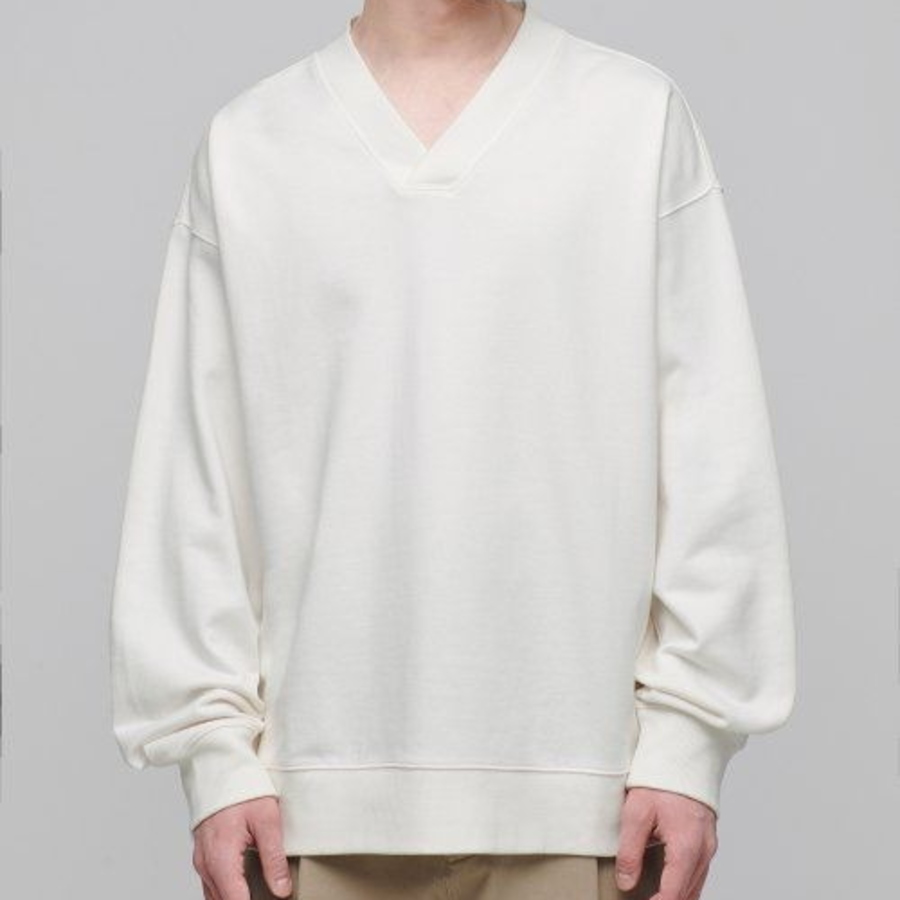 Musinsa Standard Oversized V-Neck Sweatshirt – Cream