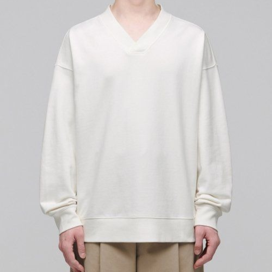 Musinsa Standard Oversized V-Neck Sweatshirt – Cream