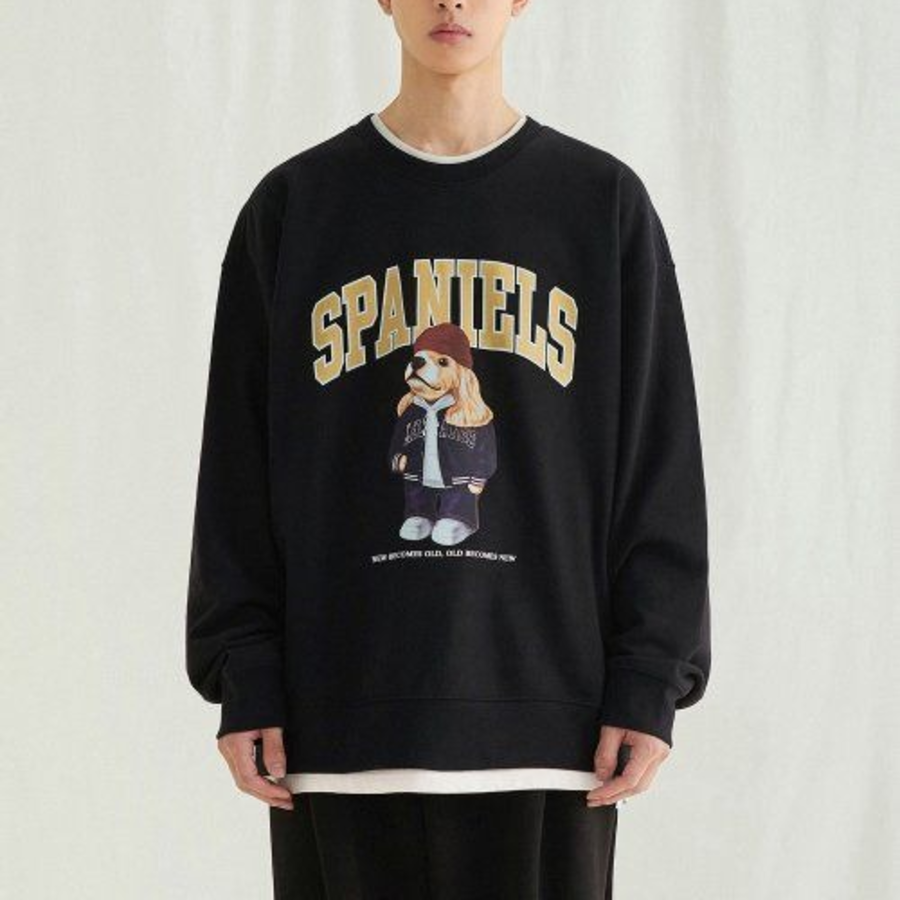 Melange Master Spaniel Overfit Sweatshirt – Black