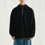 Melange Master Overfit Collar Half-Zip Sweatshirt – Black