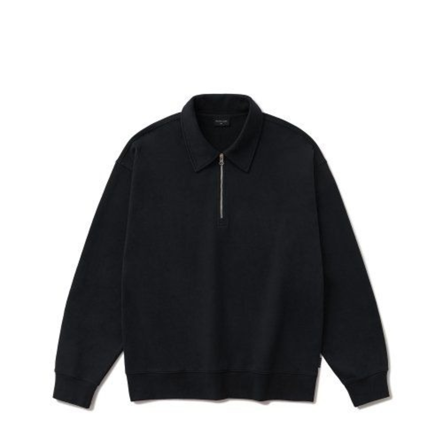 Melange Master Overfit Collar Half-Zip Sweatshirt – Black