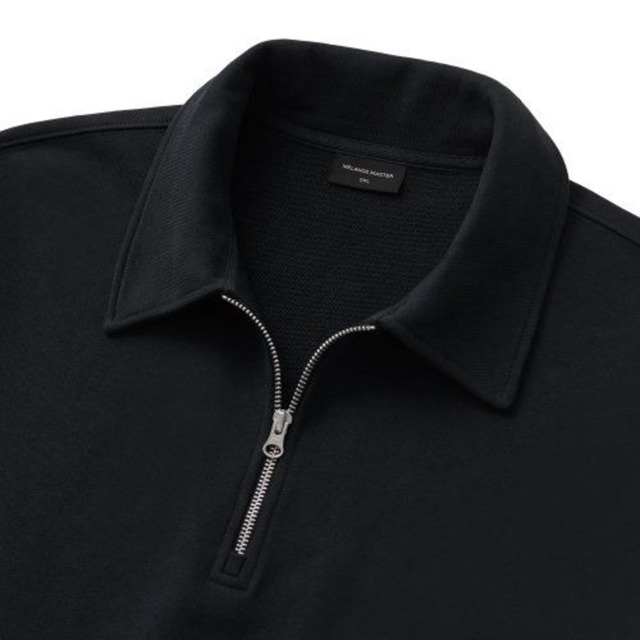 Melange Master Overfit Collar Half-Zip Sweatshirt – Black