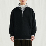 Melange Master Oversized Half-Zip Sweatshirt – Black