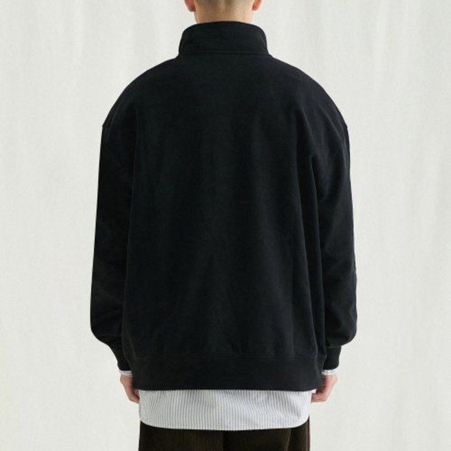 Melange Master Oversized Half-Zip Sweatshirt – Black