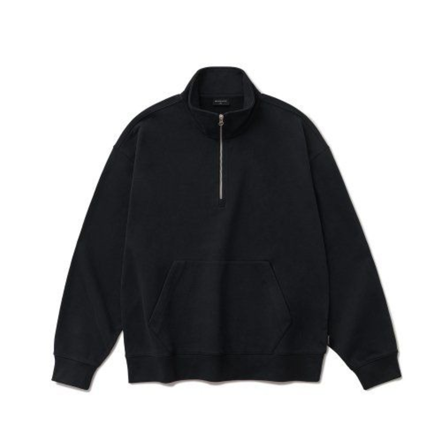 Melange Master Oversized Half-Zip Sweatshirt – Black