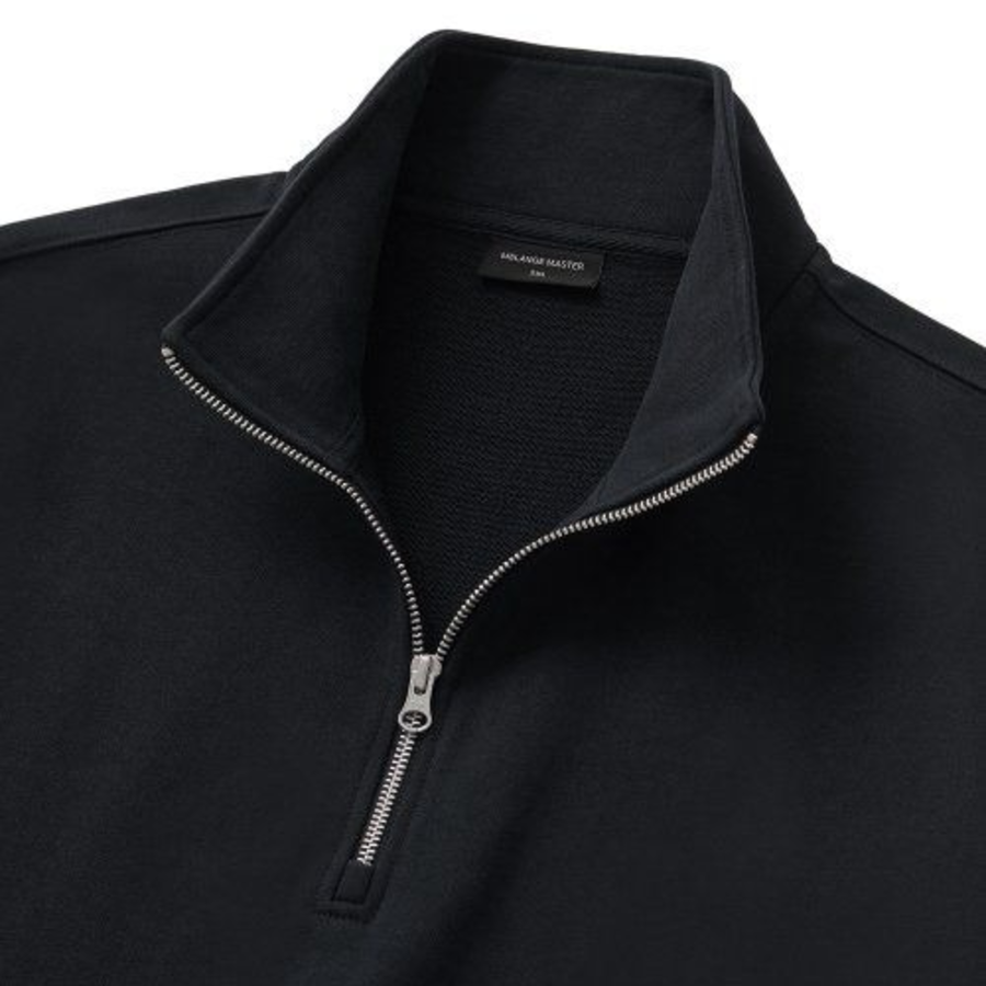 Melange Master Oversized Half-Zip Sweatshirt – Black