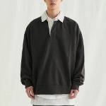 Melange Master Big Oversized Rugby Sweatshirt – Charcoal Grey