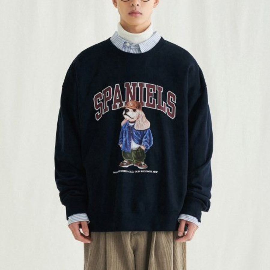 Melange Master Spaniel Over Fit Sweatshirt – Navy