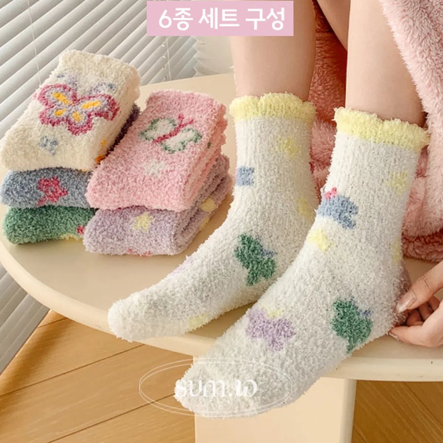 Набор из 6 пар пастельных махровых носков — уют и тепло для зимнего сезона