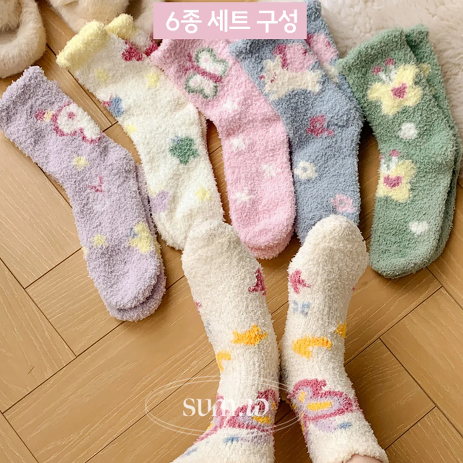 Набор из 6 пар пастельных махровых носков — уют и тепло для зимнего сезона