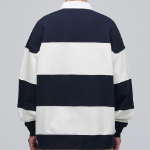 Musinsa Standard Oversized Stripe Rugby Sweatshirt – Navy/Cream