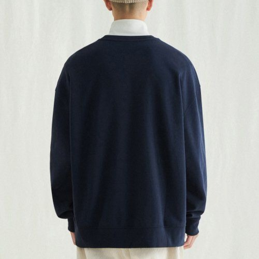 Melange Master Staten Emblem Oversized Sweatshirt – Navy