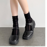 [1+1] Полупрозрачные кружевные носки "Lily" — изящный акцент в духе баллекор и хайтин (черный, белый)