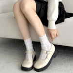 [1+1] Полупрозрачные кружевные носки "Lily" — изящный акцент в духе баллекор и хайтин (черный, белый)