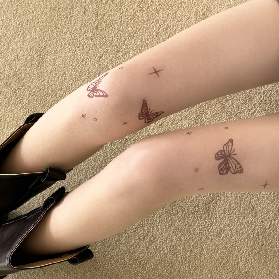 Прозрачные телесные колготки с бабочкой — лёгкий и аккуратный акцент на каждый день