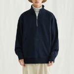 Melange Master Oversized Half-Zip Sweatshirt – Navy
