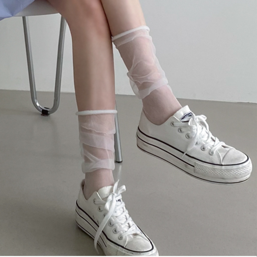 Полупрозрачные гольфы "Tulle Loose Socks" — воздушная многослойность с настроением Y2K