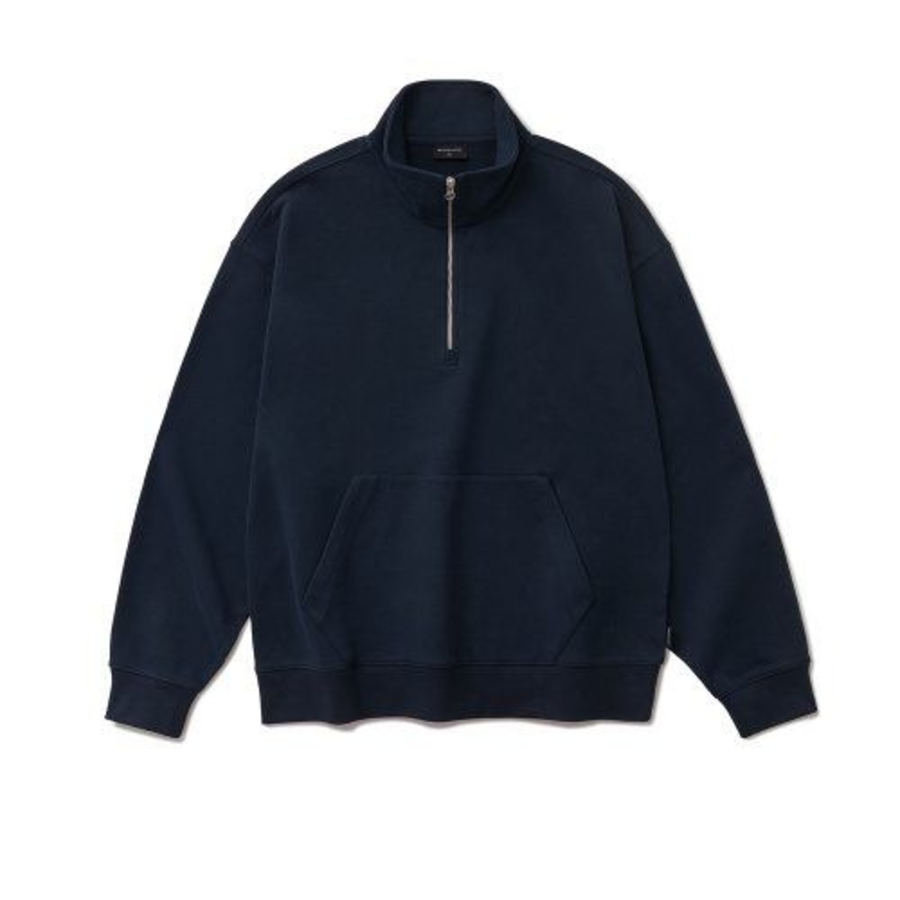 Melange Master Oversized Half-Zip Sweatshirt – Navy