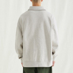 Melange Master Oversized Collar Half-Zip Sweatshirt – Oatmeal