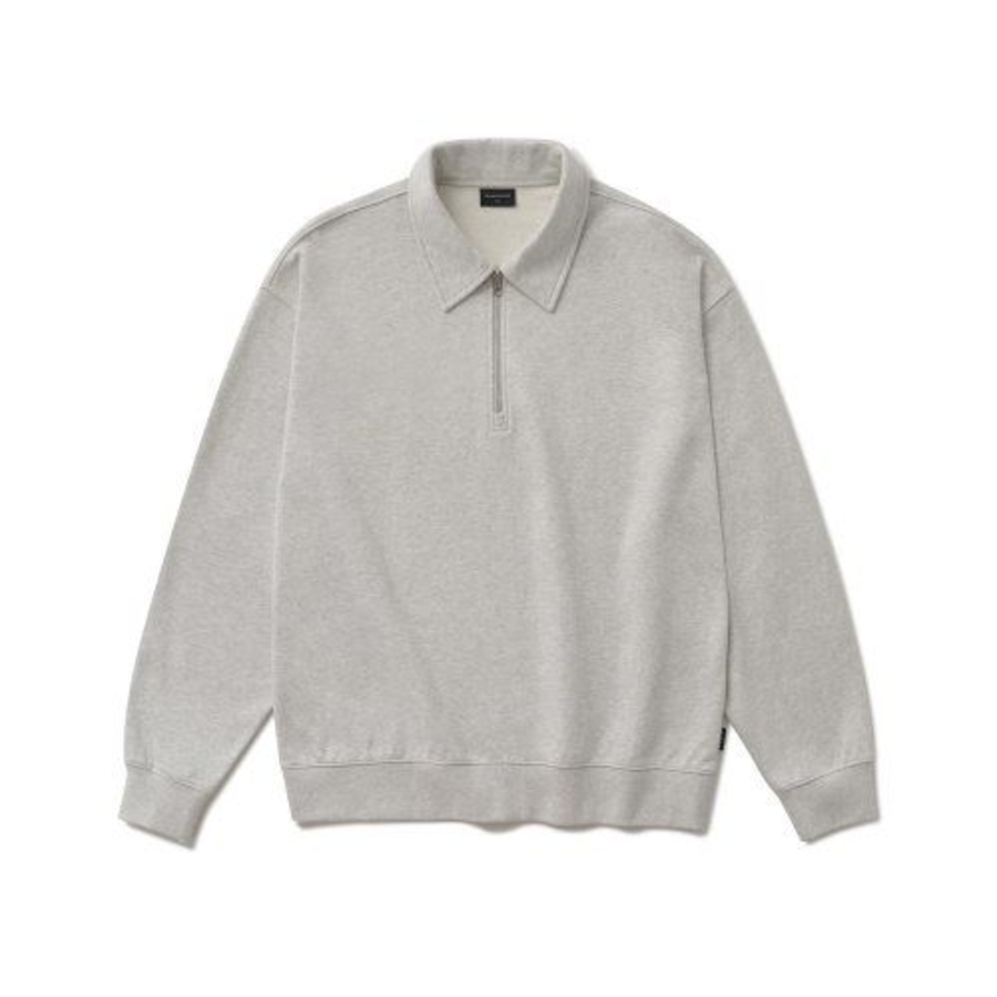 Melange Master Oversized Collar Half-Zip Sweatshirt – Oatmeal