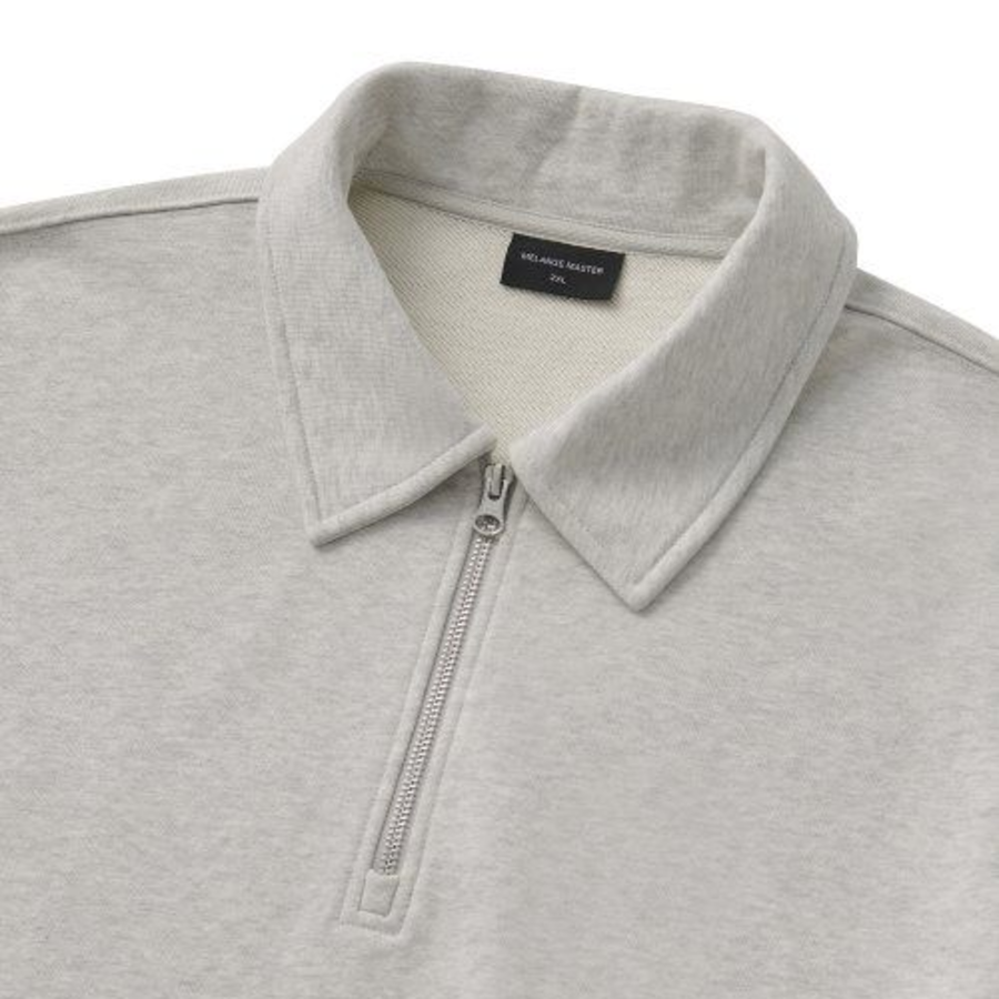 Melange Master Oversized Collar Half-Zip Sweatshirt – Oatmeal